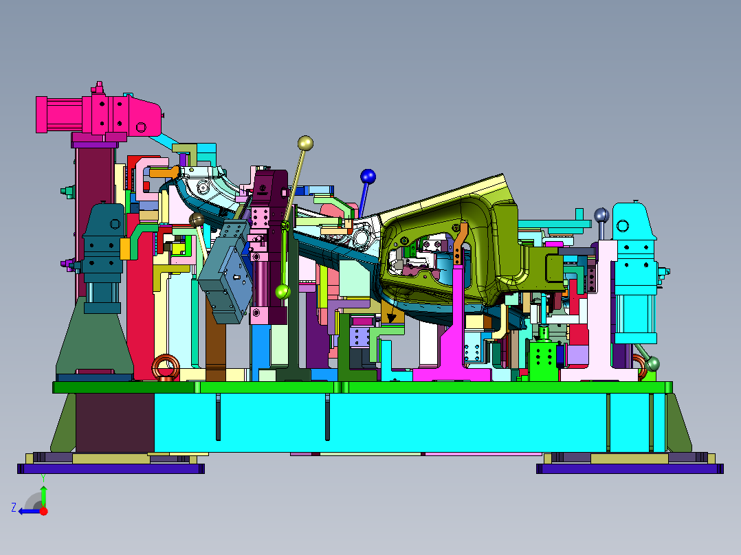 新能源汽车侧围外板工装右视图
