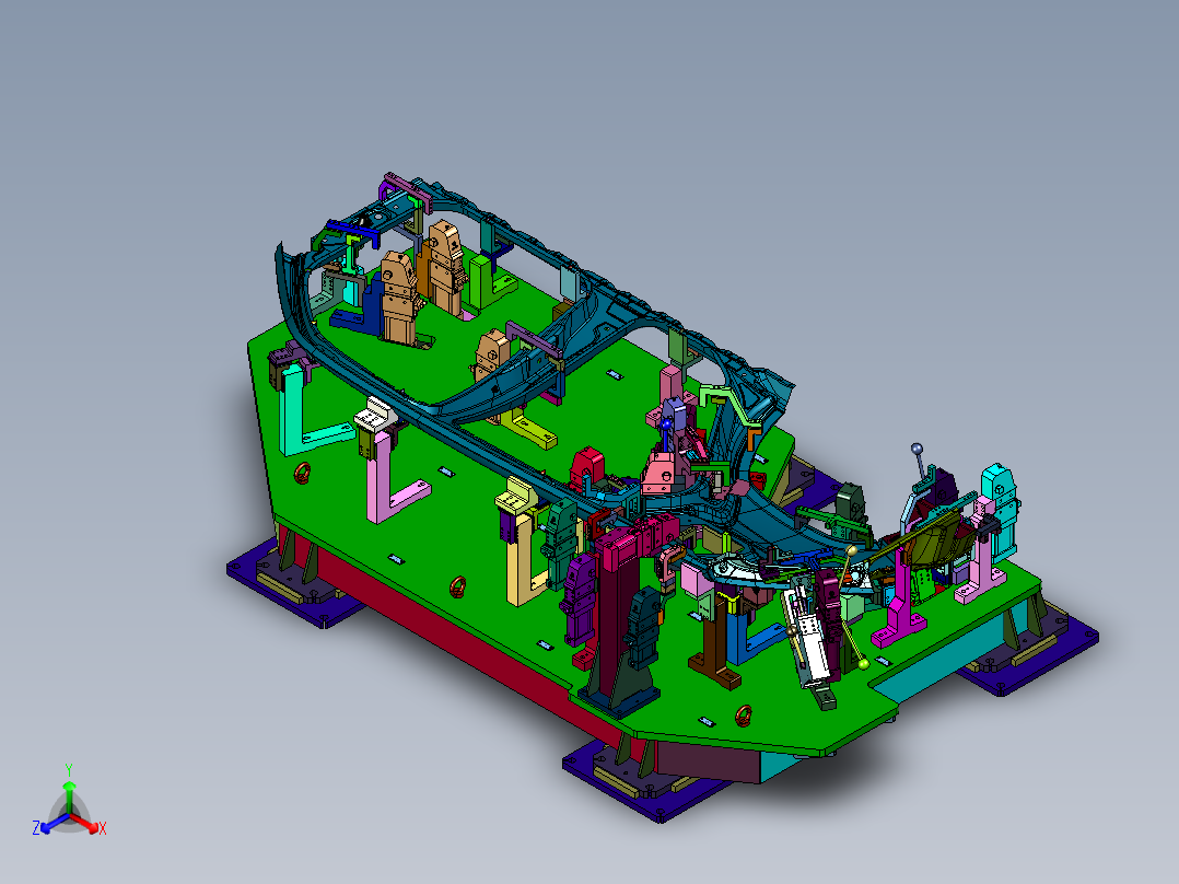 新能源汽车侧围外板工装正等轴测图