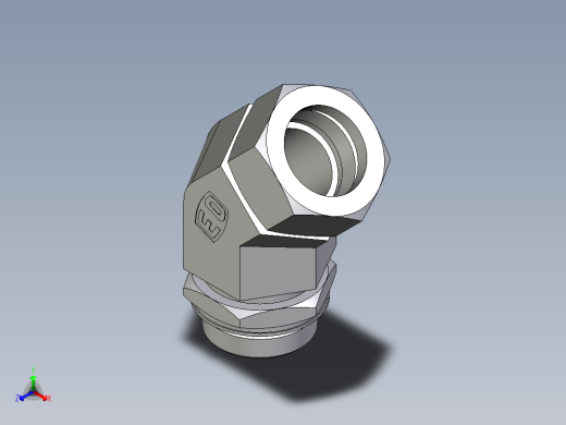 卡套式工业通用硬管接头EO_Adjustable_locknut_45_deg_elbow_VEE35ZLMORCF正等轴测缩略图