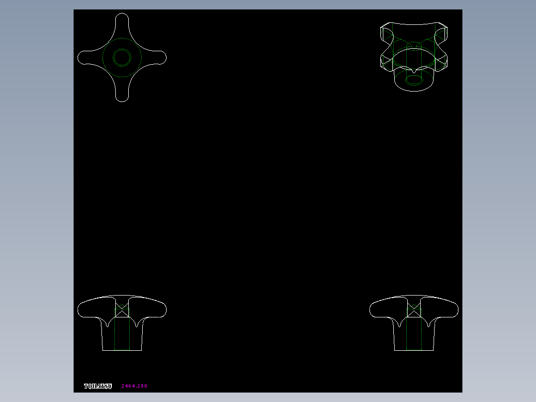 星型把手(B)2464-2D多系列多零件图纸模型