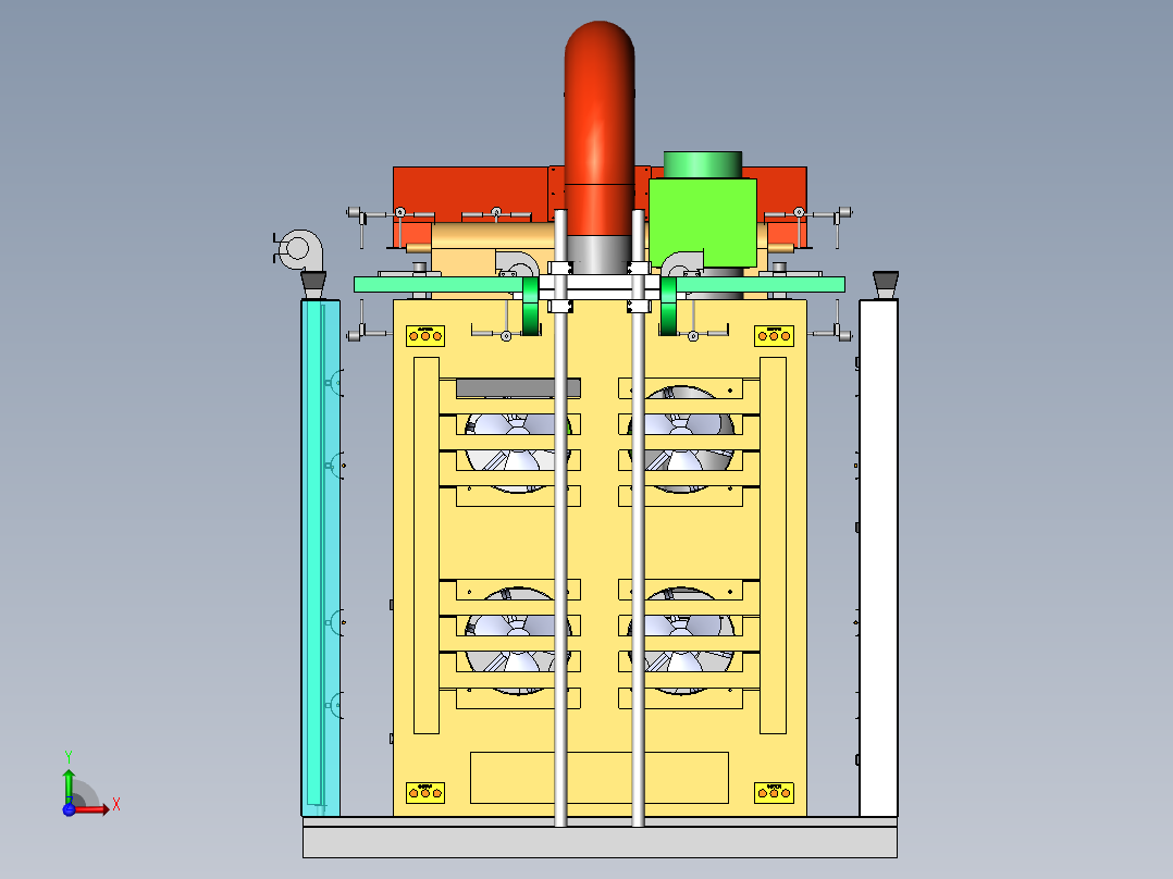 悬挂链红外烤箱（sw18可编辑+BOM+cad）前视图