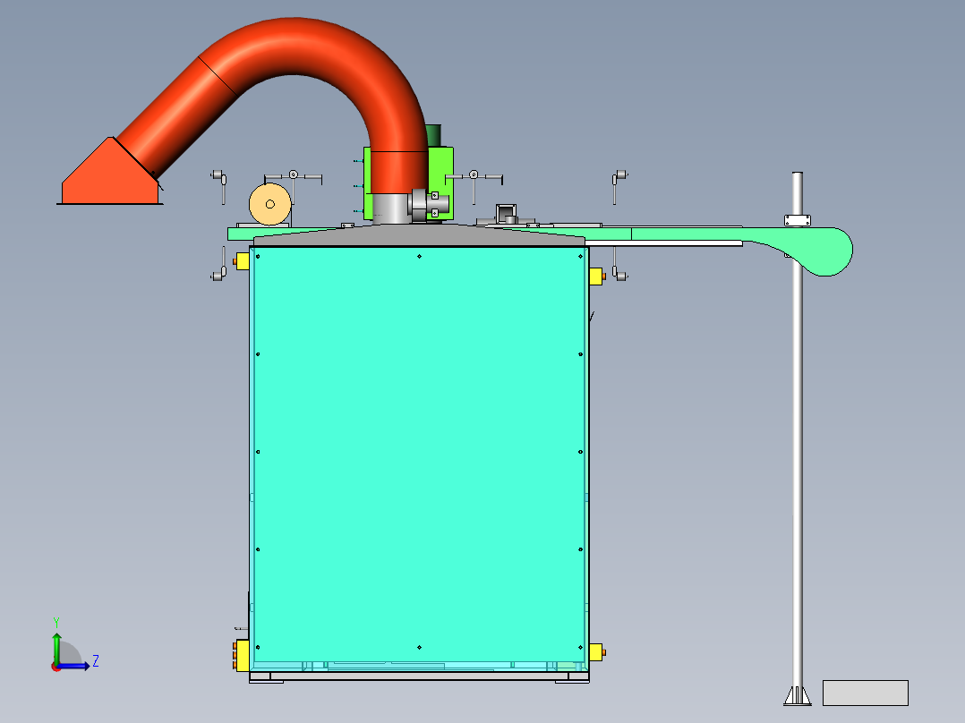 悬挂链红外烤箱（sw18可编辑+BOM+cad）左视图