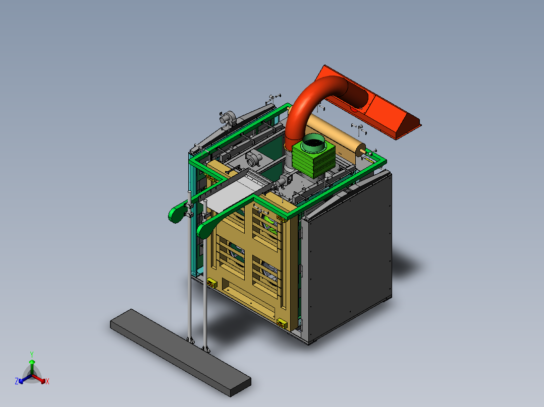 悬挂链红外烤箱（sw18可编辑+BOM+cad）正等轴测图