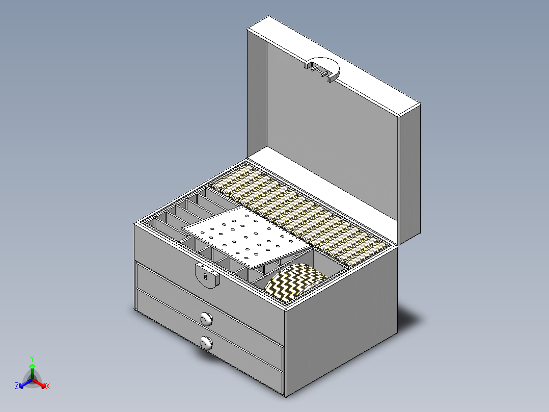 多功能收纳盒正等轴测图