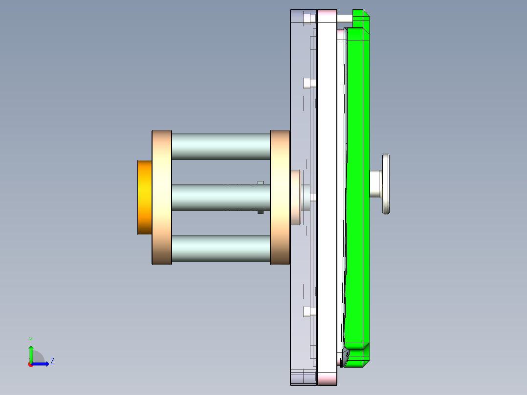 笔记本电脑D壳铣斜孔4.5轴CNC治具左视图