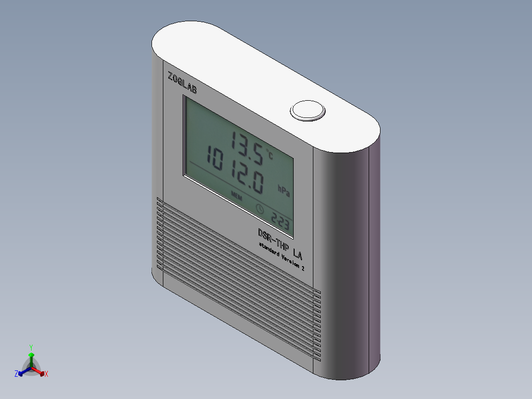 佐格温湿度气压记录仪正等轴测图