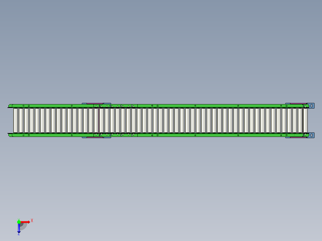 无动力滚筒线（可调节角度）俯视图
