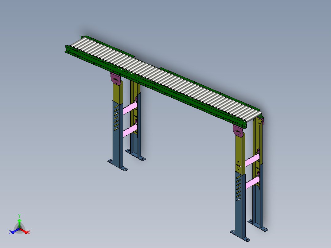 无动力滚筒线（可调节角度）正等轴测图