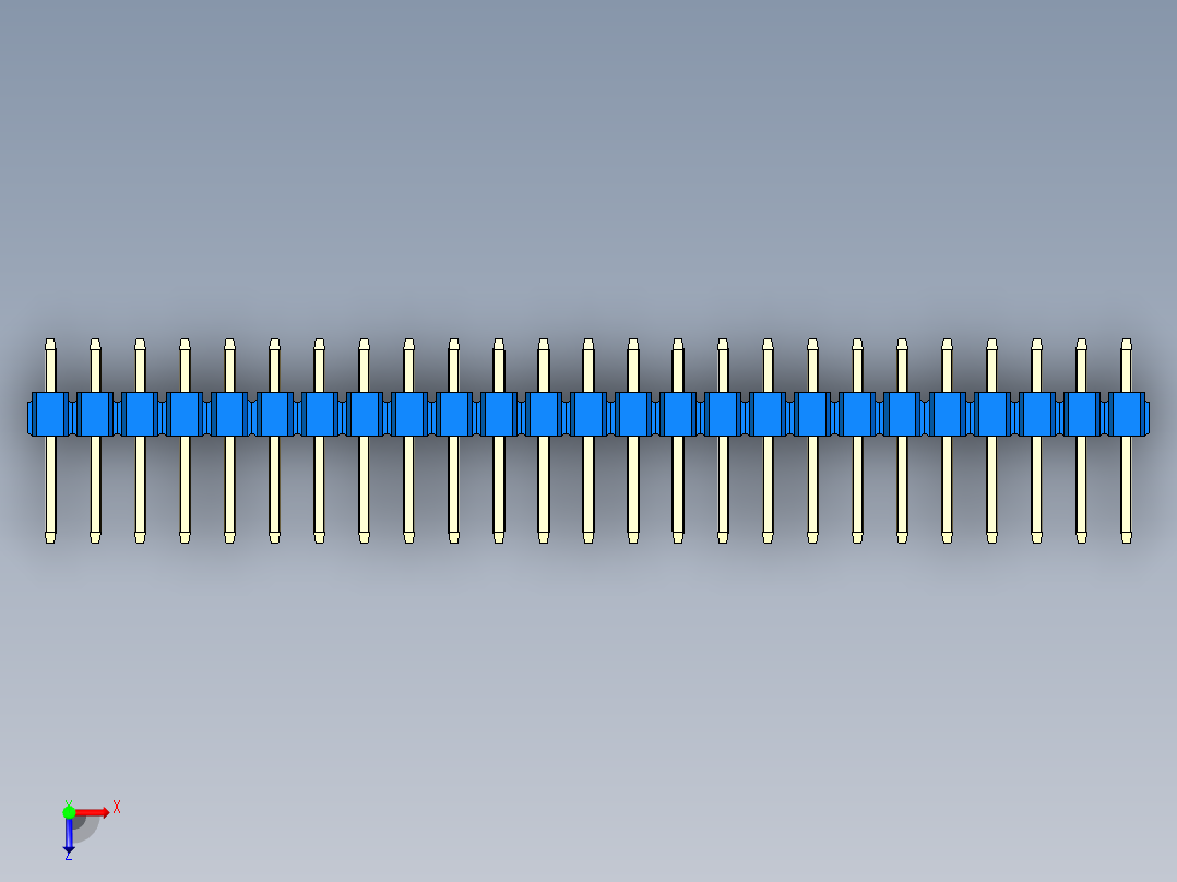 彩色公头100mil（2.54mm）系列-DS1021_blue_2x25p_100mil_Type1_rev1.0俯视图