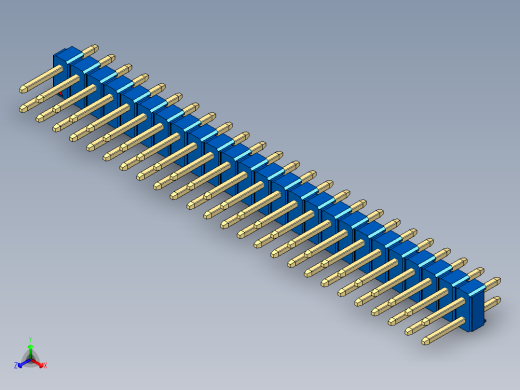彩色公头100mil（2.54mm）系列-DS1021_blue_2x25p_100mil_Type1_rev1.0正等轴测缩略图