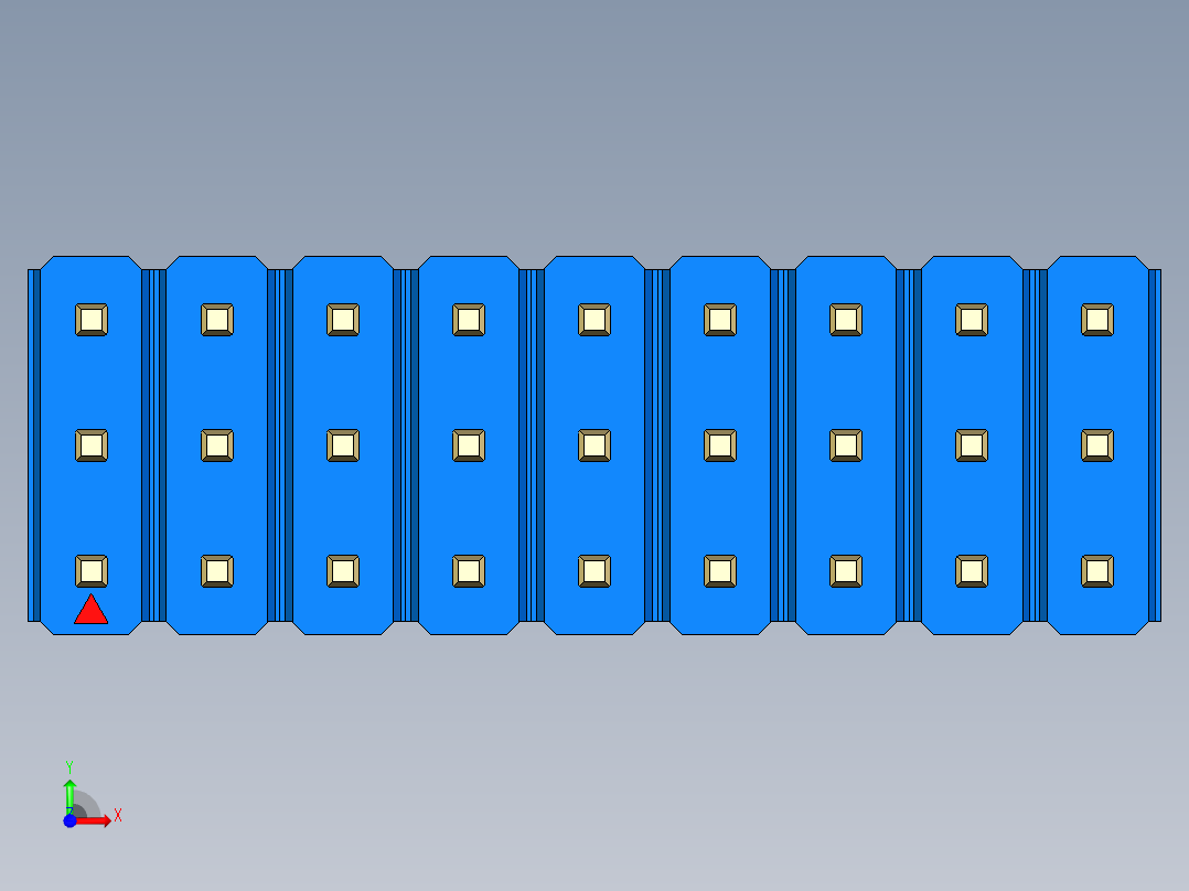 彩色公头100mil（2.54mm）系列-DS1021_blue_3x09p_100mil_Type5_rev1.0前视图