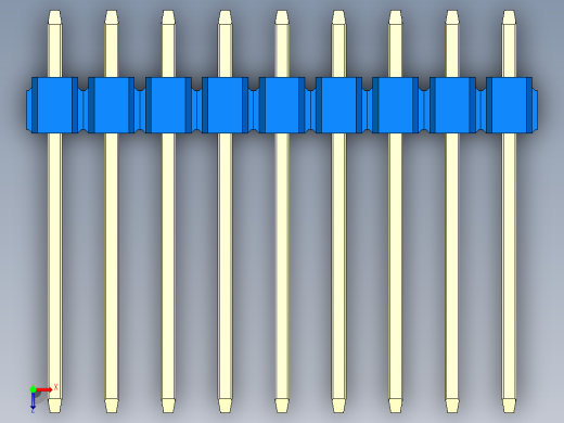 彩色公头100mil（2.54mm）系列-DS1021_blue_3x09p_100mil_Type5_rev1.0俯视缩略图