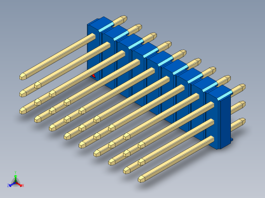 彩色公头100mil（2.54mm）系列-DS1021_blue_3x09p_100mil_Type5_rev1.0正等轴测缩略图
