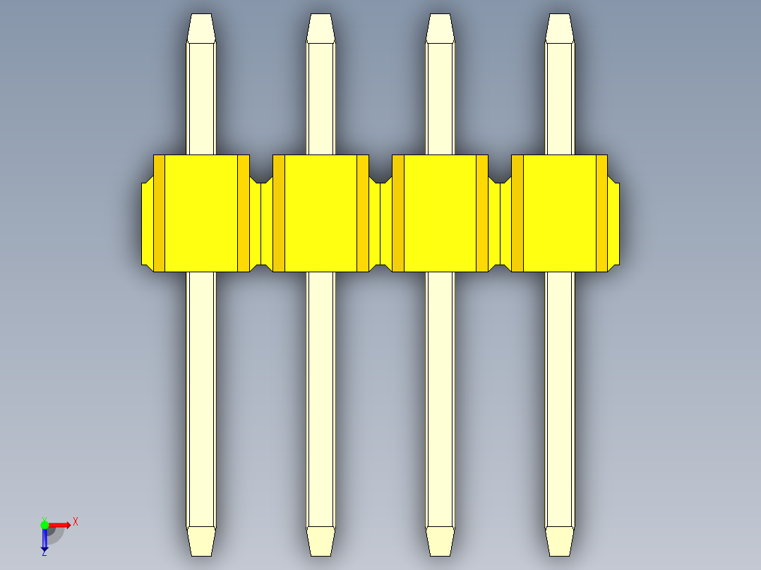 彩色公头100mil（2.54mm）系列-DS1021_yellow_1x04p_100mil_Type1_rev1.0俯视图