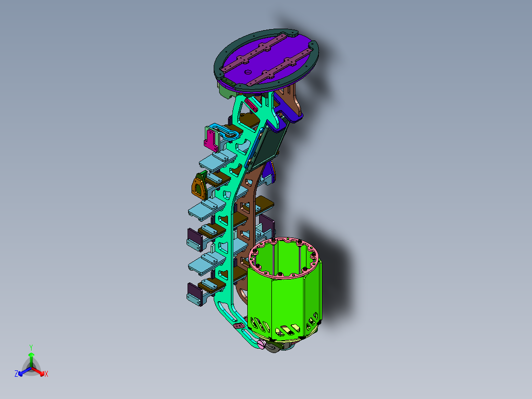 收纳手机机架办公桌台灯正等轴测图