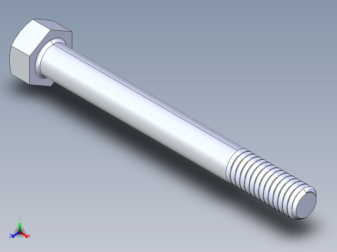 UNC 六角螺栓-Hex Bolt 0.3125-18 x 3正等轴测图