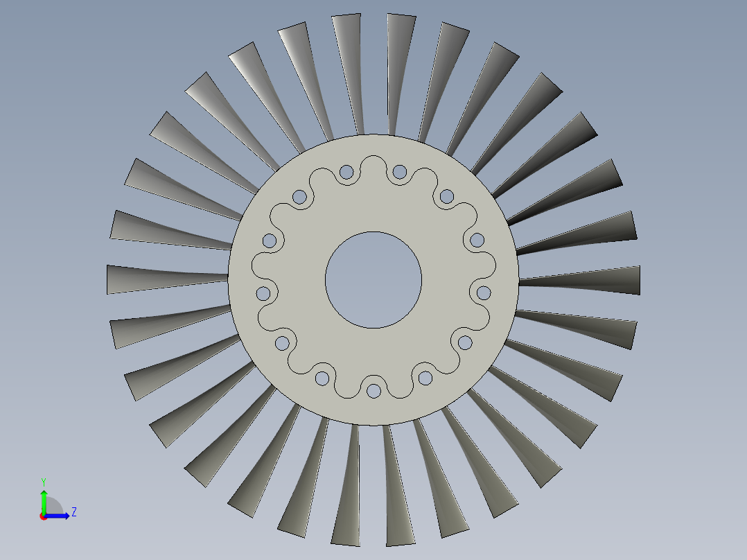 气轮机整体叶盘---模型格式为 sw stp左视图