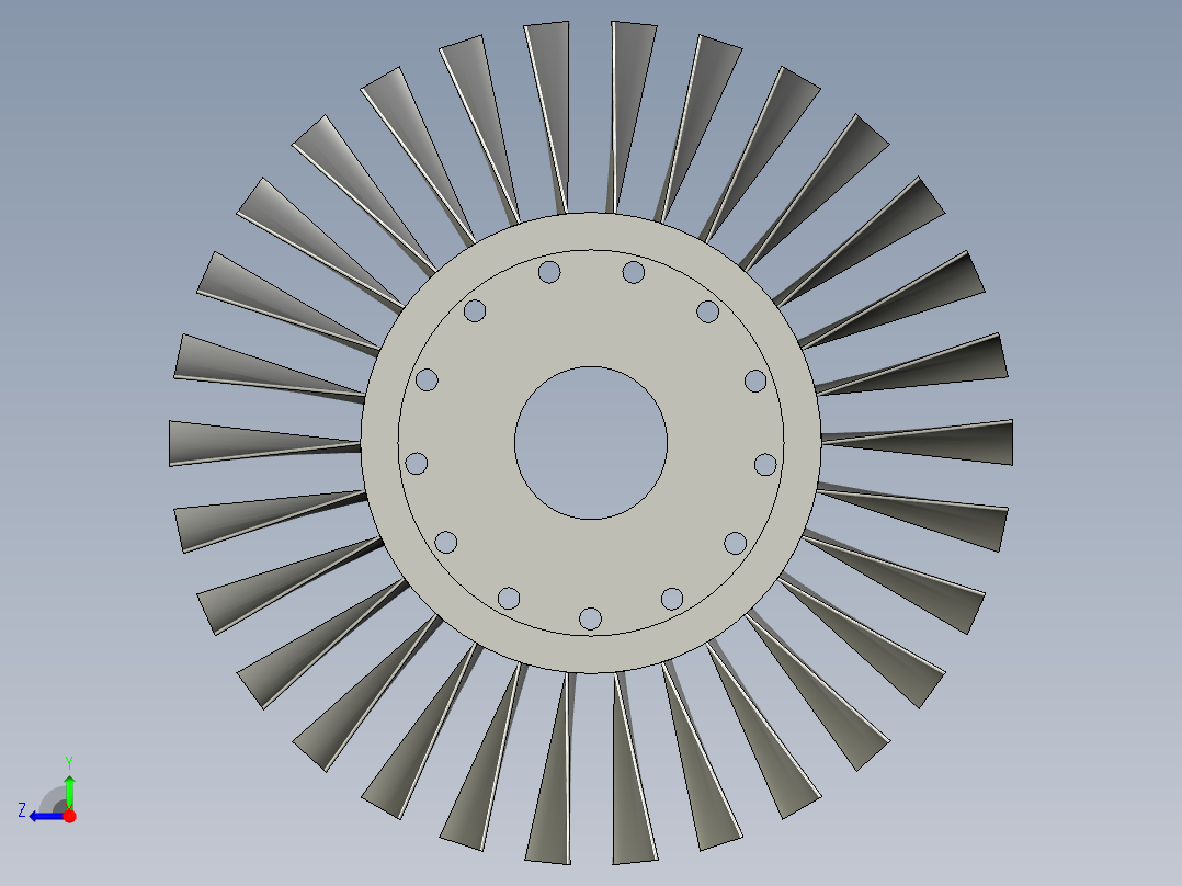 气轮机整体叶盘---模型格式为 sw stp右视图