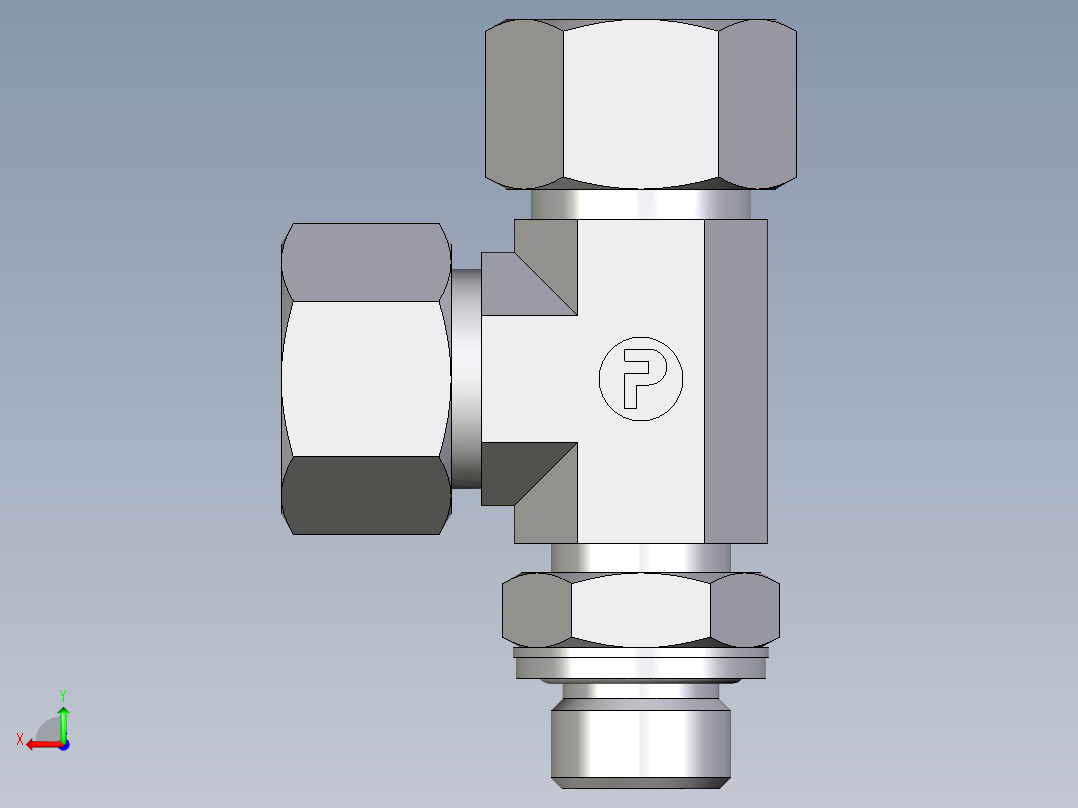 卡套式工业通用硬管接头EO_Adjustable_locknut_run_tee_LEE15LMCF后视图