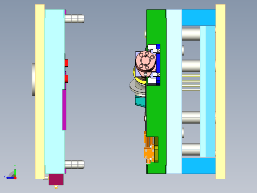 管件注射模具3D模型图纸 X_T格式右视缩略图