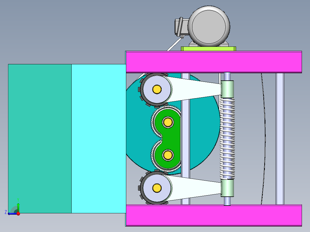 Q381-玉米剥皮机的设计【三维SolidWorks】右视图
