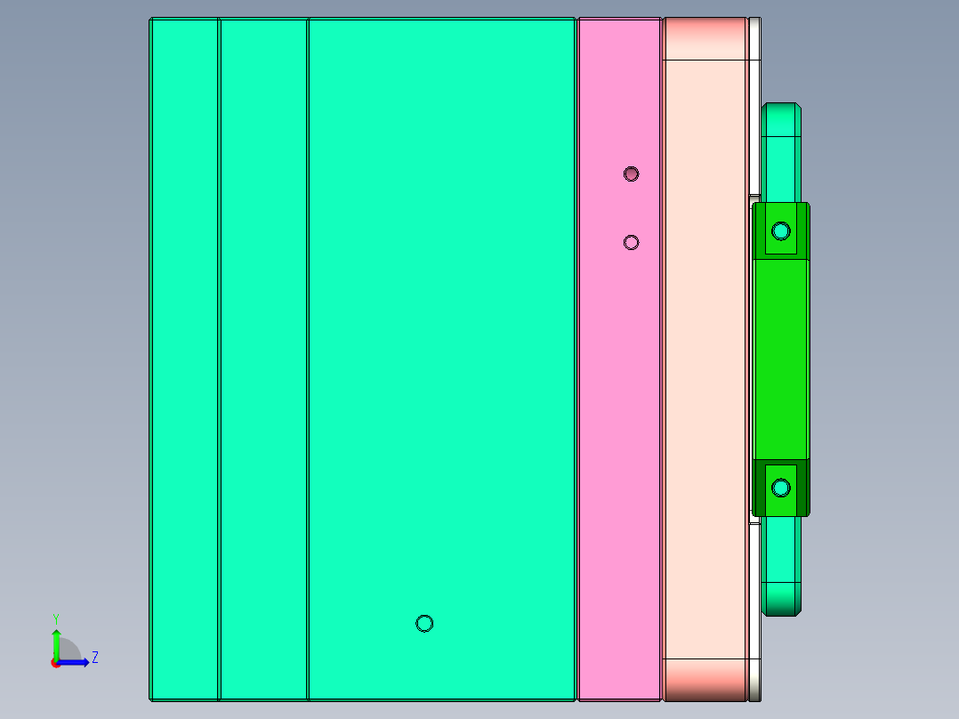 AT1-CNC5笔记本CNC工装夹具三维模型左视图