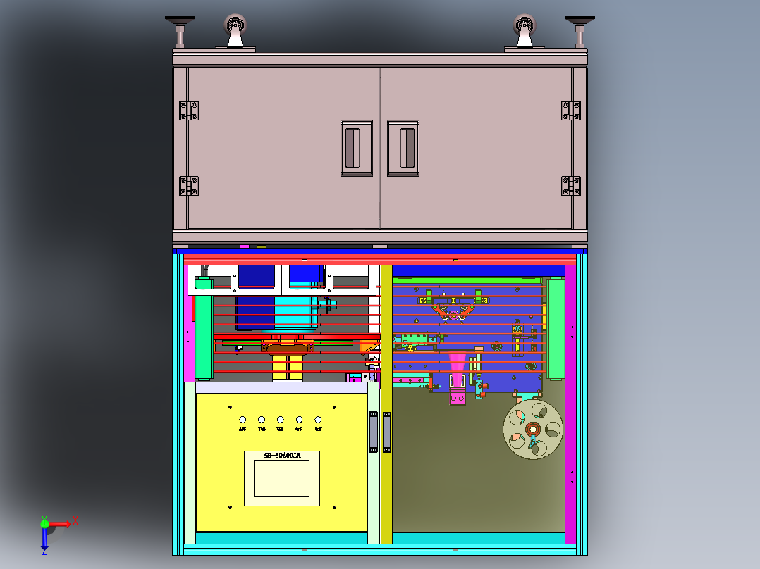 自动贴标设备（sw18可编辑+工程图+bom）俯视图
