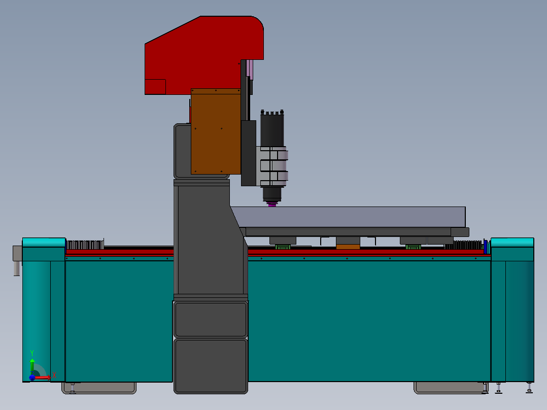 2513铝板雕刻机三维solidworks建模及工程图前视图
