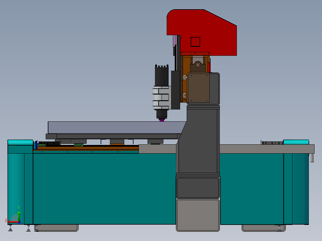 2513铝板雕刻机三维solidworks建模及工程图后视图