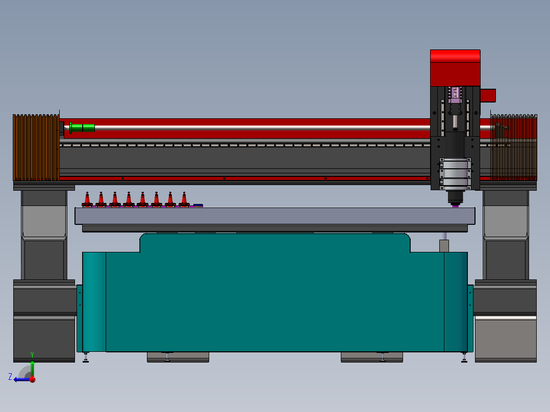 2513铝板雕刻机三维solidworks建模及工程图右视图