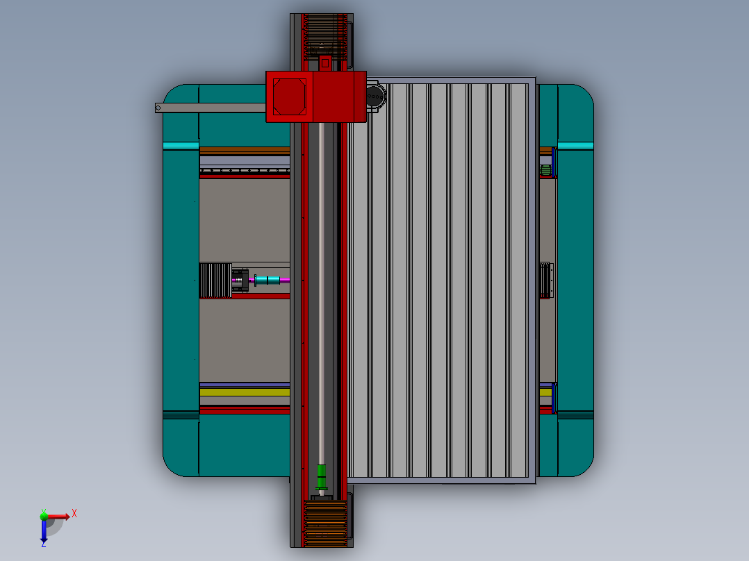 2513铝板雕刻机三维solidworks建模及工程图俯视图