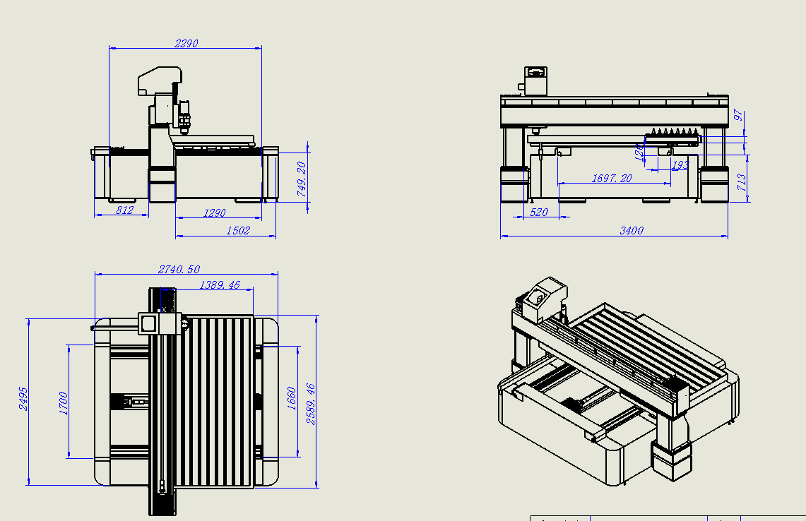 2513铝板雕刻机三维solidworks建模及工程图