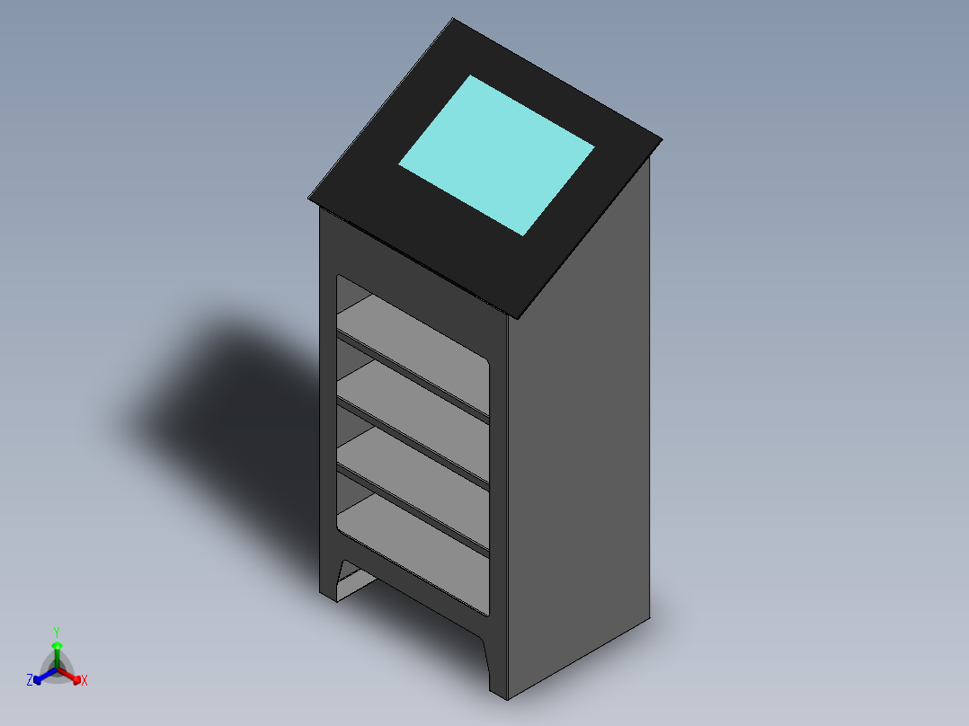 控制台 操作台check-in-stand-with-computer-模型格式为 sw正等轴测图