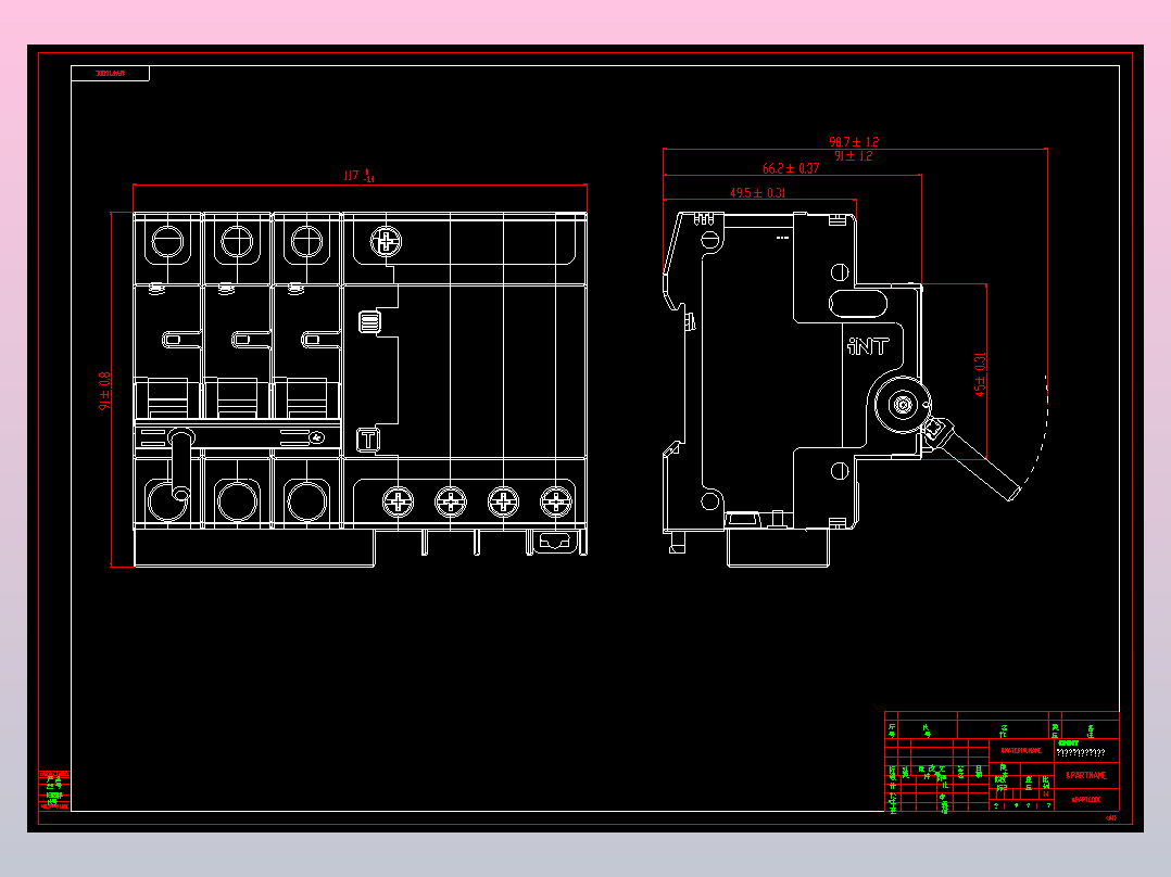 NB5LE-63FB 3P&amp;N剩余电流动作断路器外形安装尺寸图202409