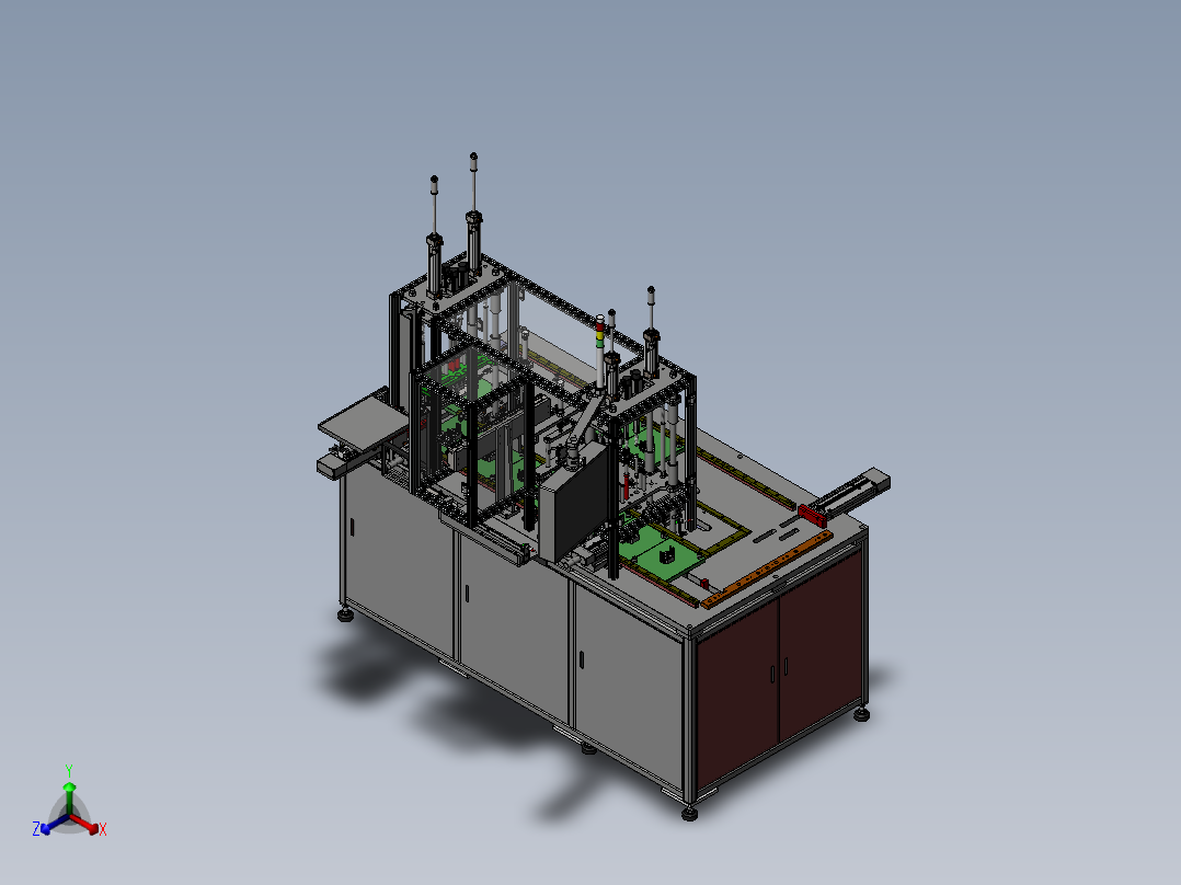 伺服电机锁螺丝机循环组装生产线正等轴测图