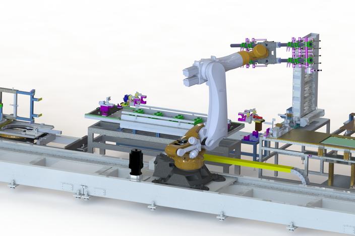 机器人操作的自动化生产线 step格式