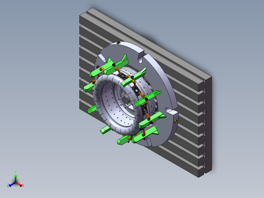三工步吸盘机匣夹具正等轴测缩略图