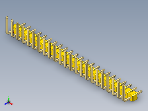 彩色公排针 100mil 2.54mm 系列-DS1022_yellow_23p_100mil_TypeU_rev1.0