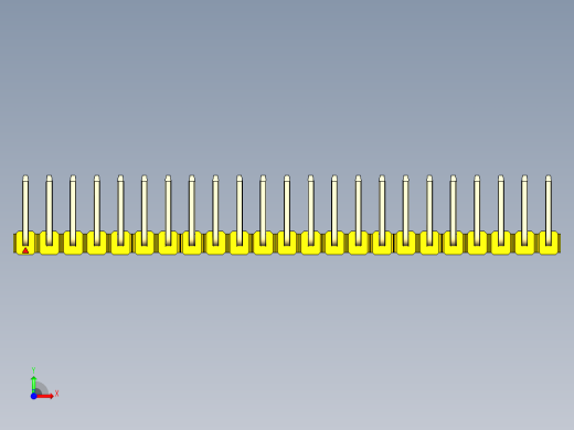 彩色公排针 100mil 2.54mm 系列-DS1022_yellow_23p_100mil_TypeU_rev1.0前视缩略图