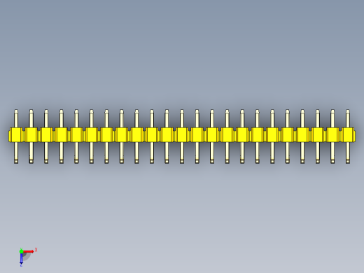 彩色公排针 100mil 2.54mm 系列-DS1022_yellow_23p_100mil_TypeU_rev1.0俯视缩略图