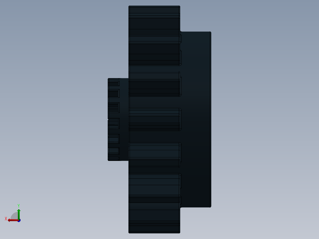 6542 Black Technic Gear 16 Tooth with Clutch.SLDPRT后视图