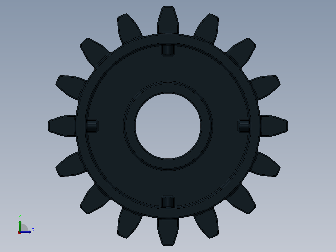 6542 Black Technic Gear 16 Tooth with Clutch.SLDPRT左视图