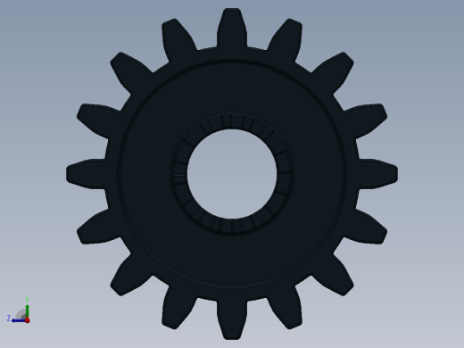 6542 Black Technic Gear 16 Tooth with Clutch.SLDPRT右视缩略图