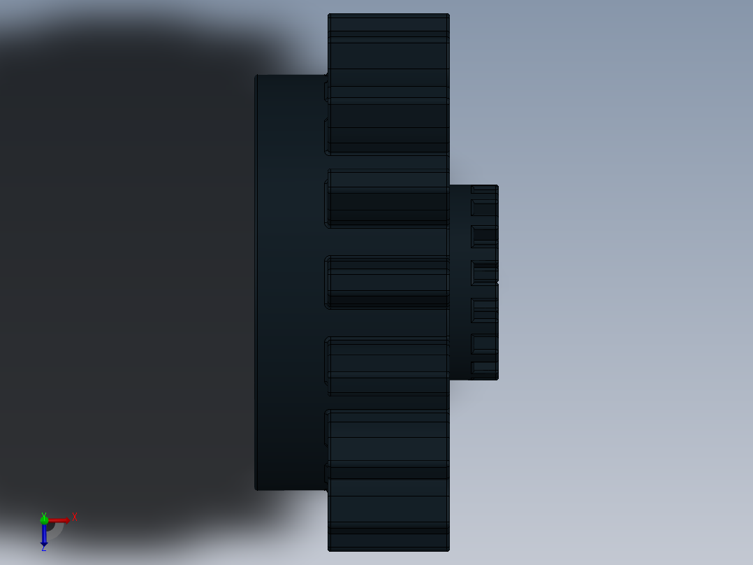 6542 Black Technic Gear 16 Tooth with Clutch.SLDPRT俯视图