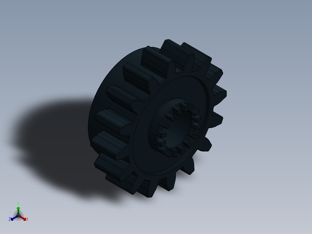 6542 Black Technic Gear 16 Tooth with Clutch.SLDPRT正等轴测图