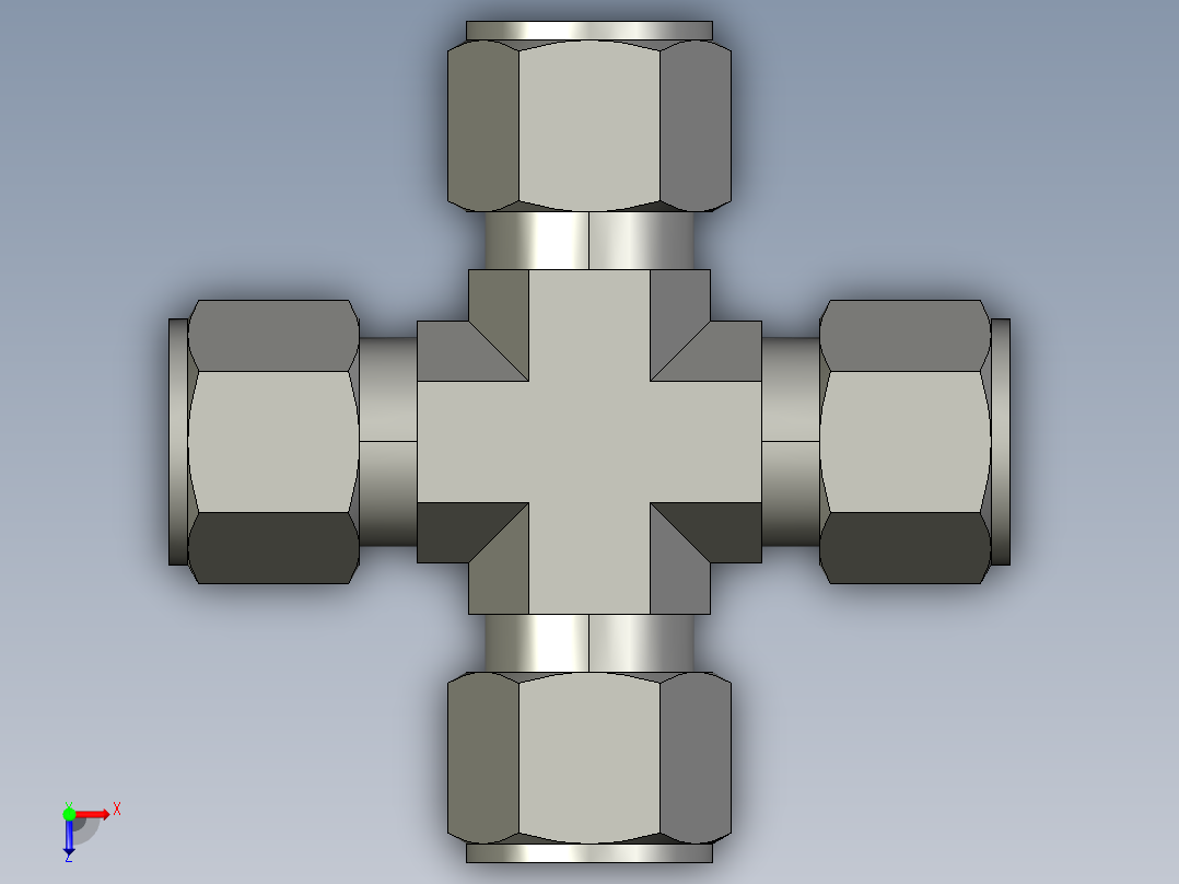 卡套式工业通用硬管接头12_kbu-s俯视图