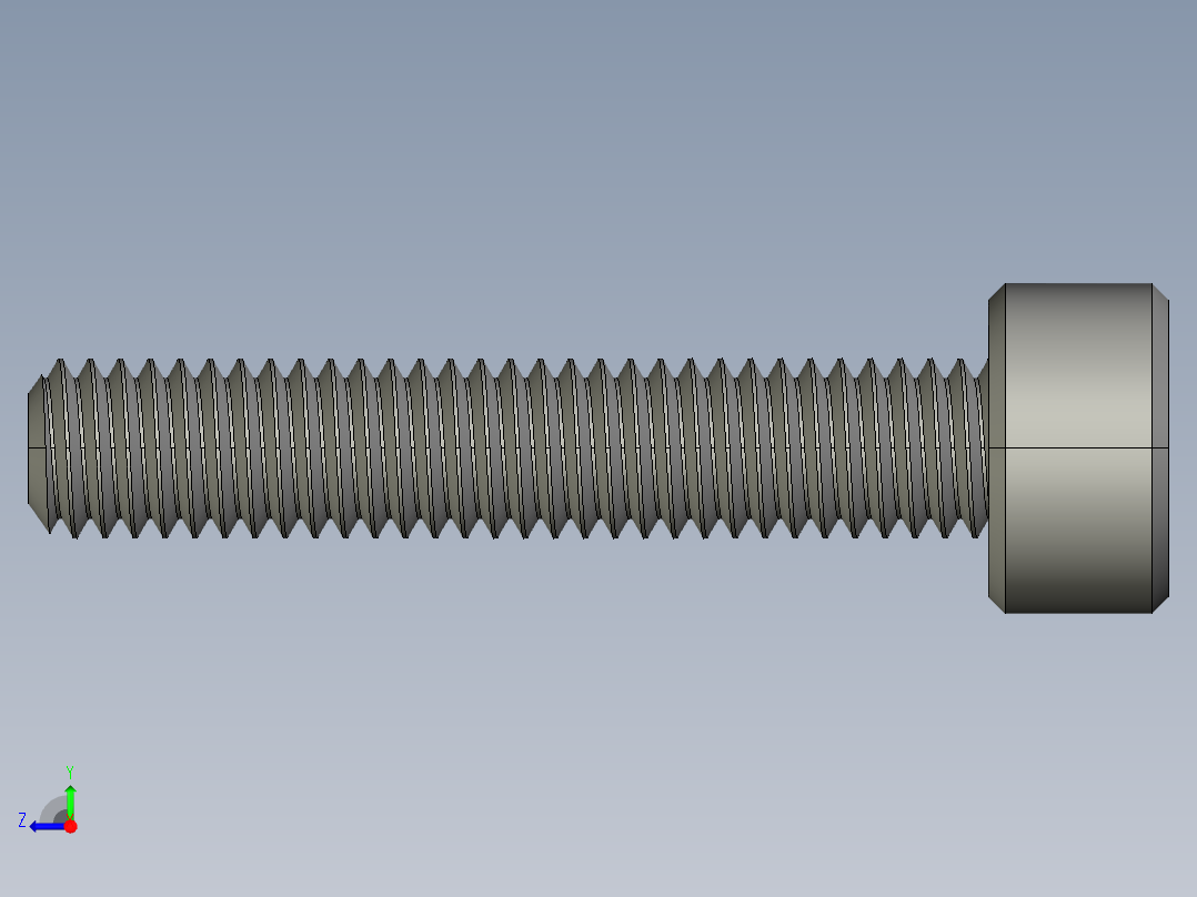 M3 x 0.5mm Thread 16mm LONG SOCKET HEAD CAP SCREW.STEP右视图