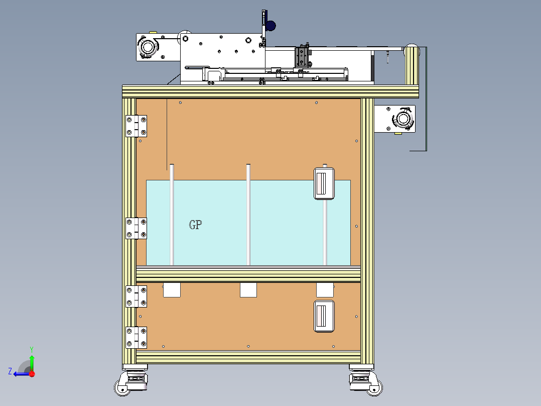 导光板揭膜机（sw18可编辑+工程图+bom）右视图