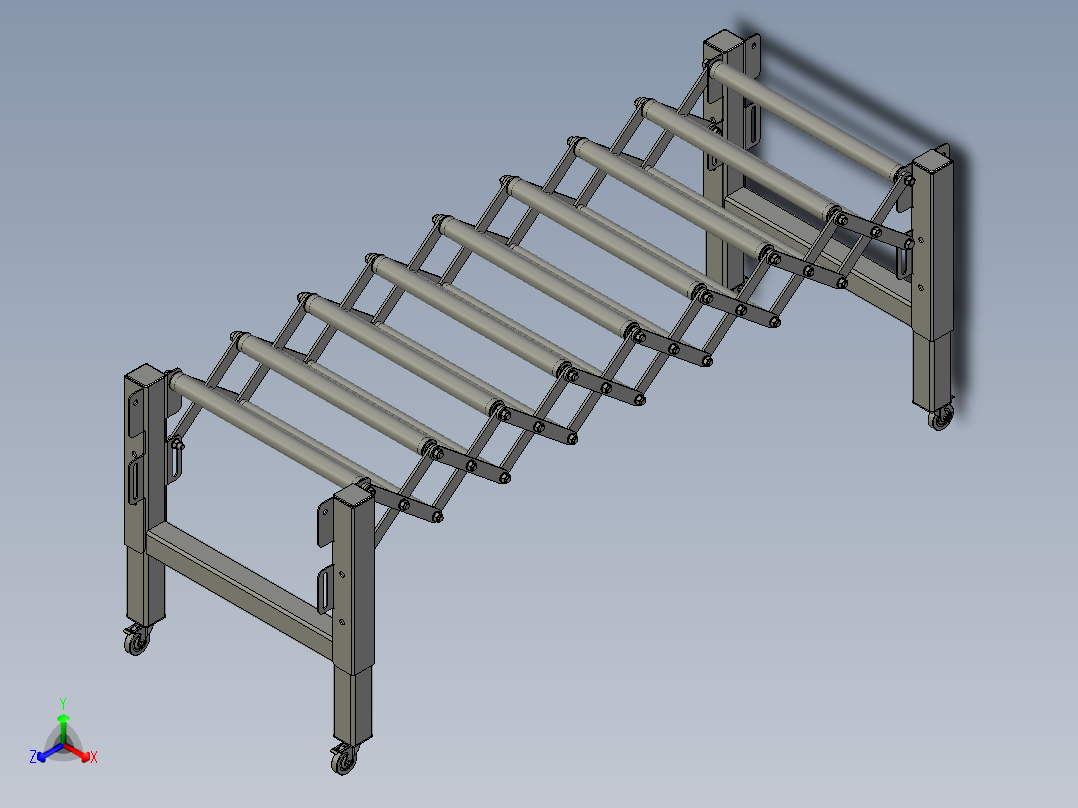 伸缩转弯流水线输送带正等轴测图