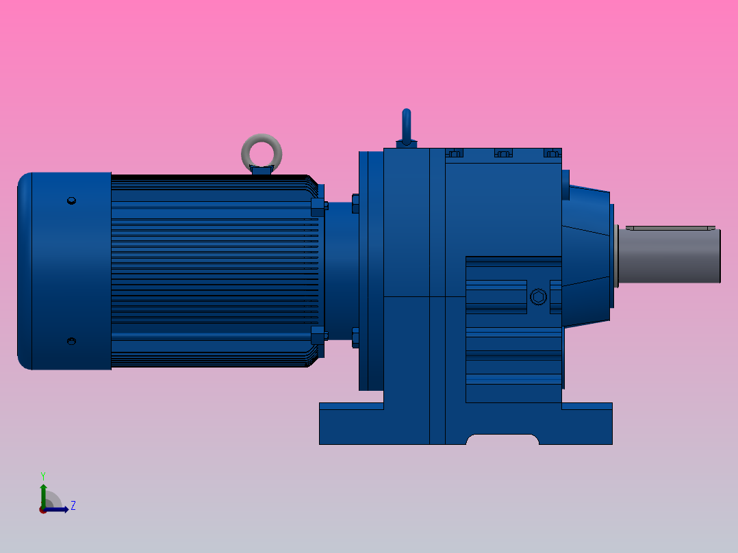 R137底脚轴伸式安装斜齿轮减速机R137-Y11-4P-160M-M1-0°左视图